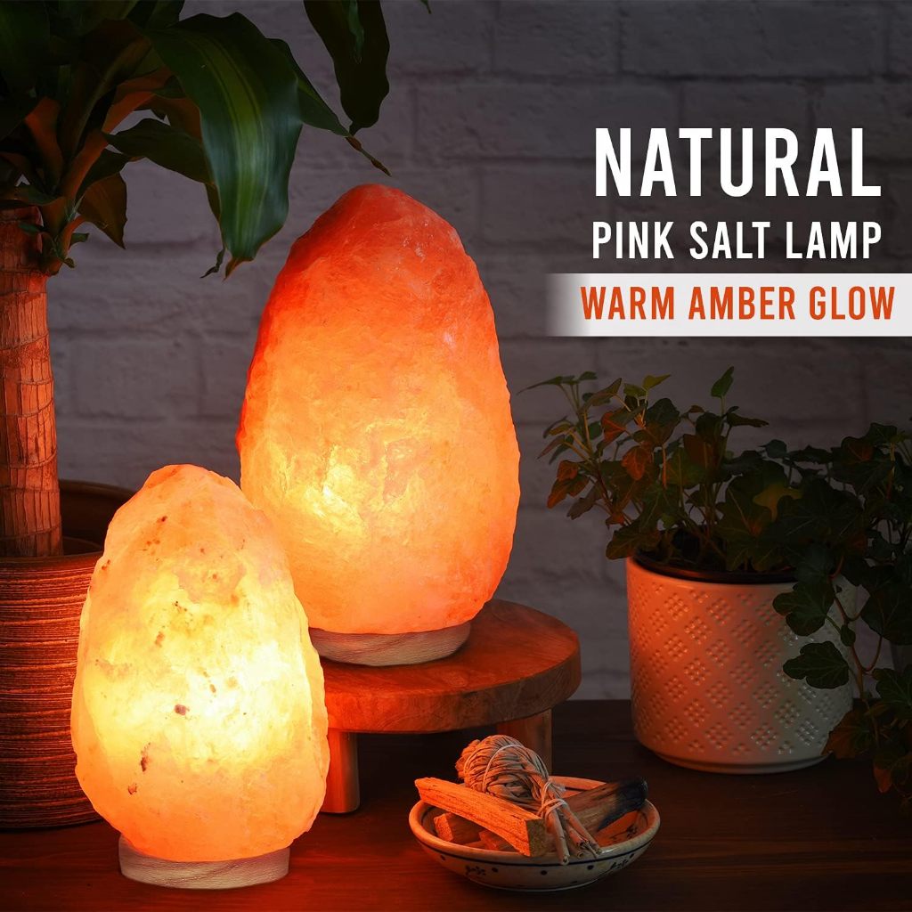 งานทำมือ 100% สำหรับคริสตัลหินเกลือโคมไฟ ฐานไม้ Ambience Night Light ดึงดูดกลิ่นตกแต่งบ้าน ปรับแสงได้