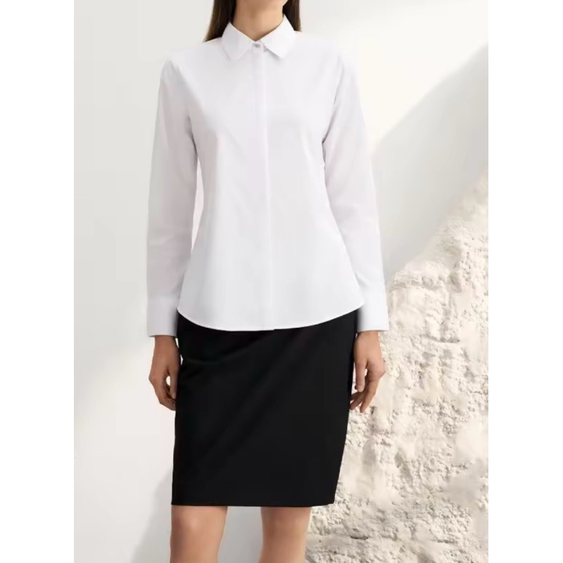 G2000 (NEW ) เสื้อเชิ้ตผู้หญิงสีขาวแขนยาว ทรง SLIM FIT เสื้อเชิ้ตทำงานแบบสุภาพสำหรับผู้หญิง