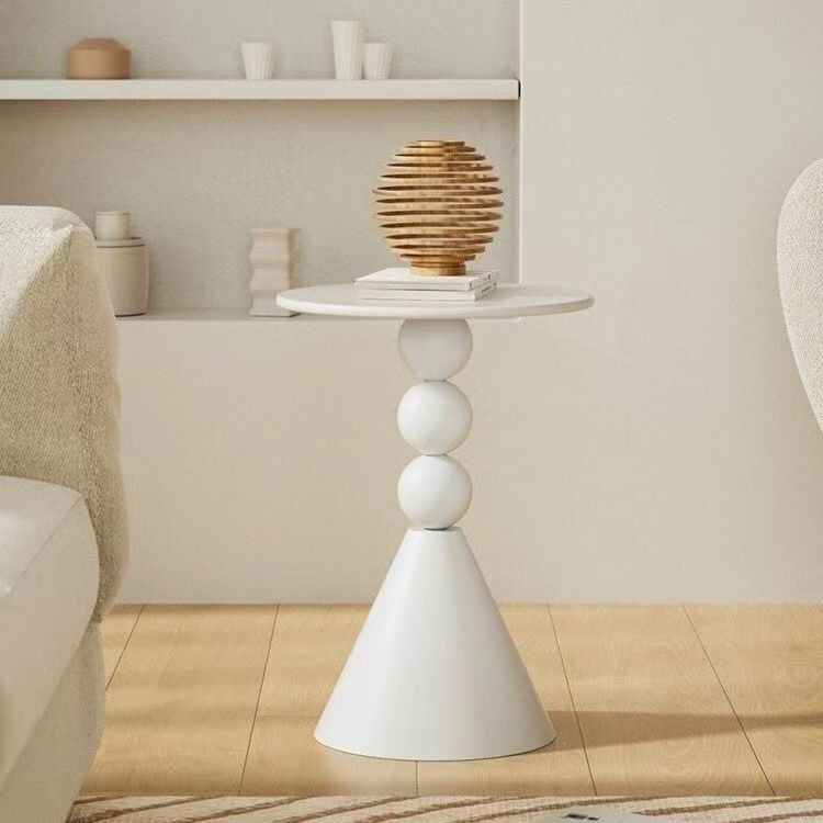 🌸🌸โต๊ะกลมขนาดเล็กโต๊ะกาแฟเหล็ก สไตล์ครีม ห้องนั่งเล่น, ระเบียงโต๊ะกาแฟสร้างสรรค์สีขาว / ดำ - รูปที่ 2