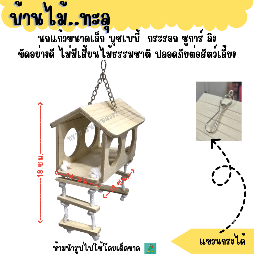 บ้านไม้ทะลุ บ้านนกแก้ว ชูการ์ไกรเดอร์ กระรอก กระแต
