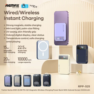 Remax Power Bank 10000mAh (RPP-525) Wireless - แบตสำรอง ความจุ 10000mAh ชาร์จไร้สาย ชาร์จไว มี 2 พอร์ต Type-c