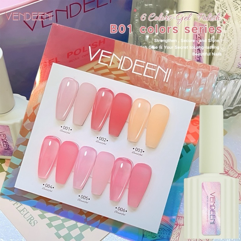เซ็ตสีโทนสุขภาพดี vendeeni ขนาด 15ml. 6สี แถมชาร์ทสีสำเร็จ