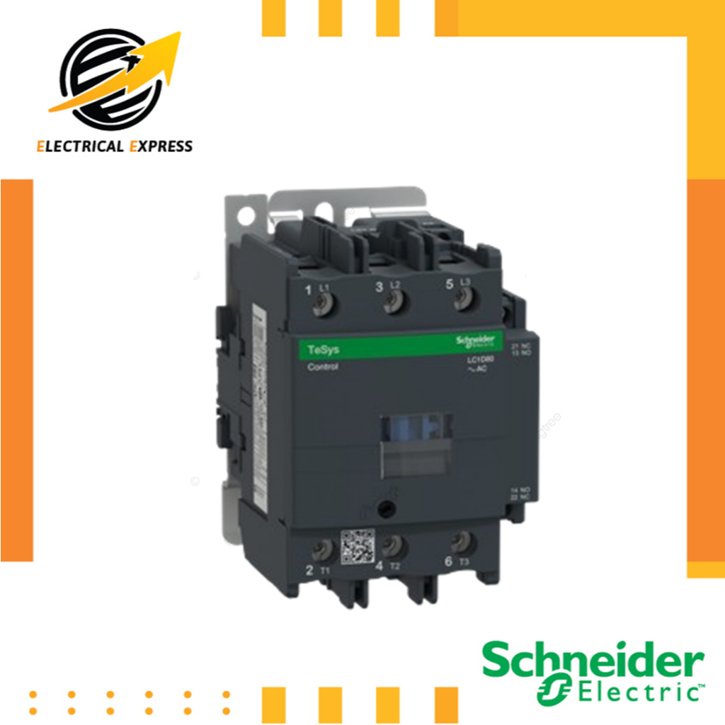 Schneider / แมกเนติก คอนแทคเตอร์ / Magnetic contactor /LC1D / LC1D80M7 / 3P 80A 220VAC 1NO+1NC