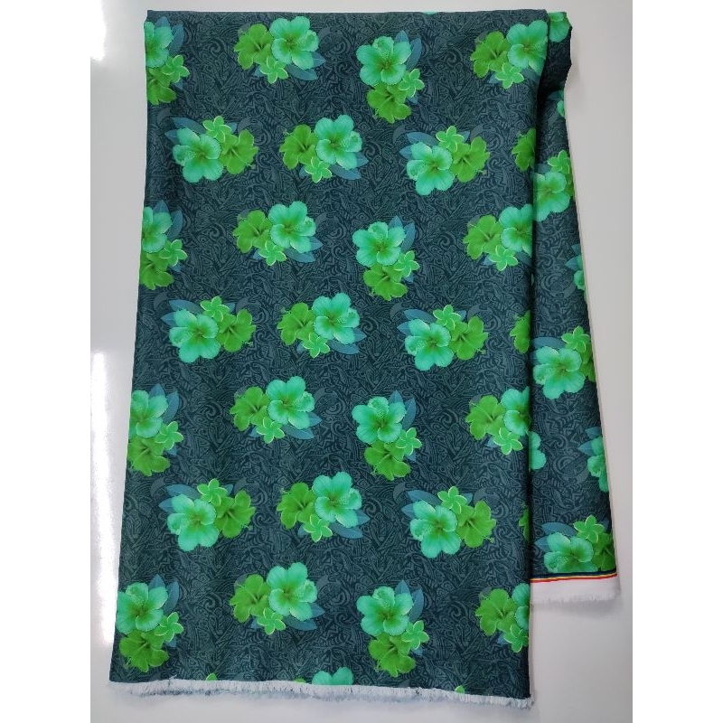 ผ้าไหมอิตาลี เนื้อนิ่มมาก ลายดอกชบา หน้ากว้าง 150 cm  #ผ้าเมตร #ผ้าหลา #ผ้าตัดชุด - รูปที่ 6