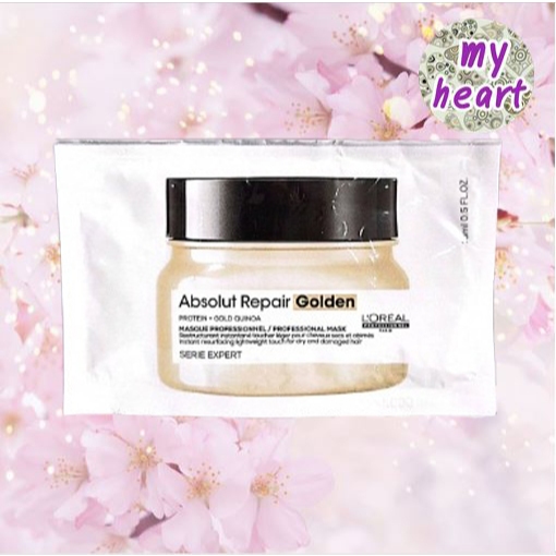 Loreal Absolut Repair Golden Mask 15 ml ช่วยฟื้นบำรุงผมแห้งเสียให้เส้นผมมีสุขภาพดี นุ่มสลวย เงางาม