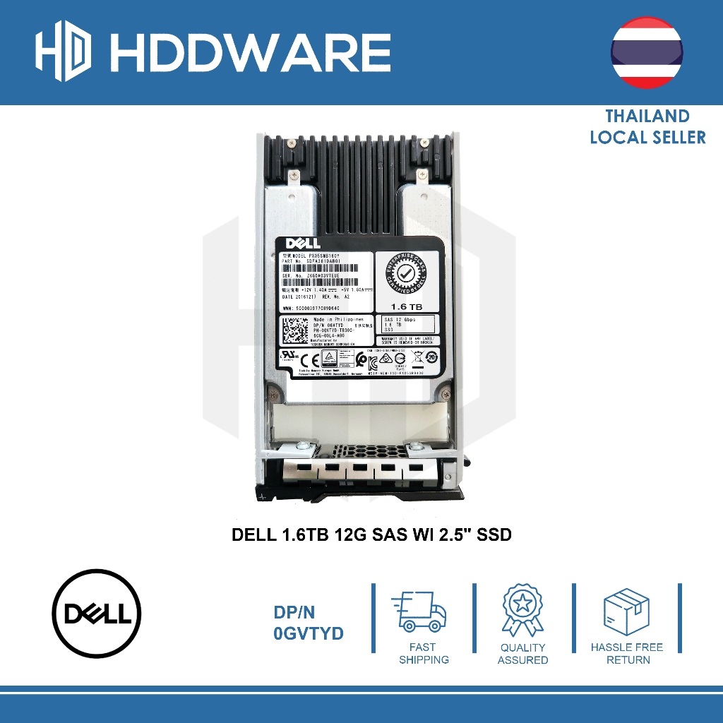 DELL 1.6TB 12G SAS WI 2.5" SSD // 0GVTYD // SDFA381DAB01 // PX05SMB160Y