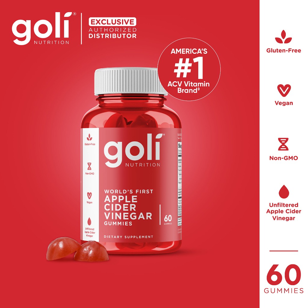 Goli Nutrition - Apple Cider Vinegar (Apple) - 60 Gummies โกลิ นูทริชั่น กัมมี่วิตามิน แอปเปิ้ลไซเดอร์ ช่วยการเผาผลาญ