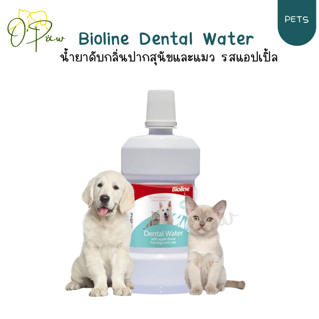 Bioline Dental Water น้ำยาดับกลิ่นปากสุนัขและแมว รสแอปเปิ้ล 300ml