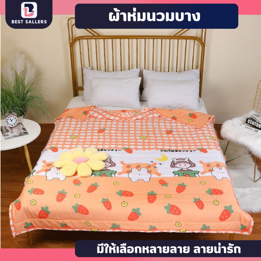 ผ้าห่มนวมบาง ผ้านุ่มห่มสบาย สัมผัสนุ่มสบาย บางเบา ลายน่ารัก (กว้าง1.4/1.7m ยาว 2m) มีให้เลือก 10ลาย คุณภาพดีราคาถูก