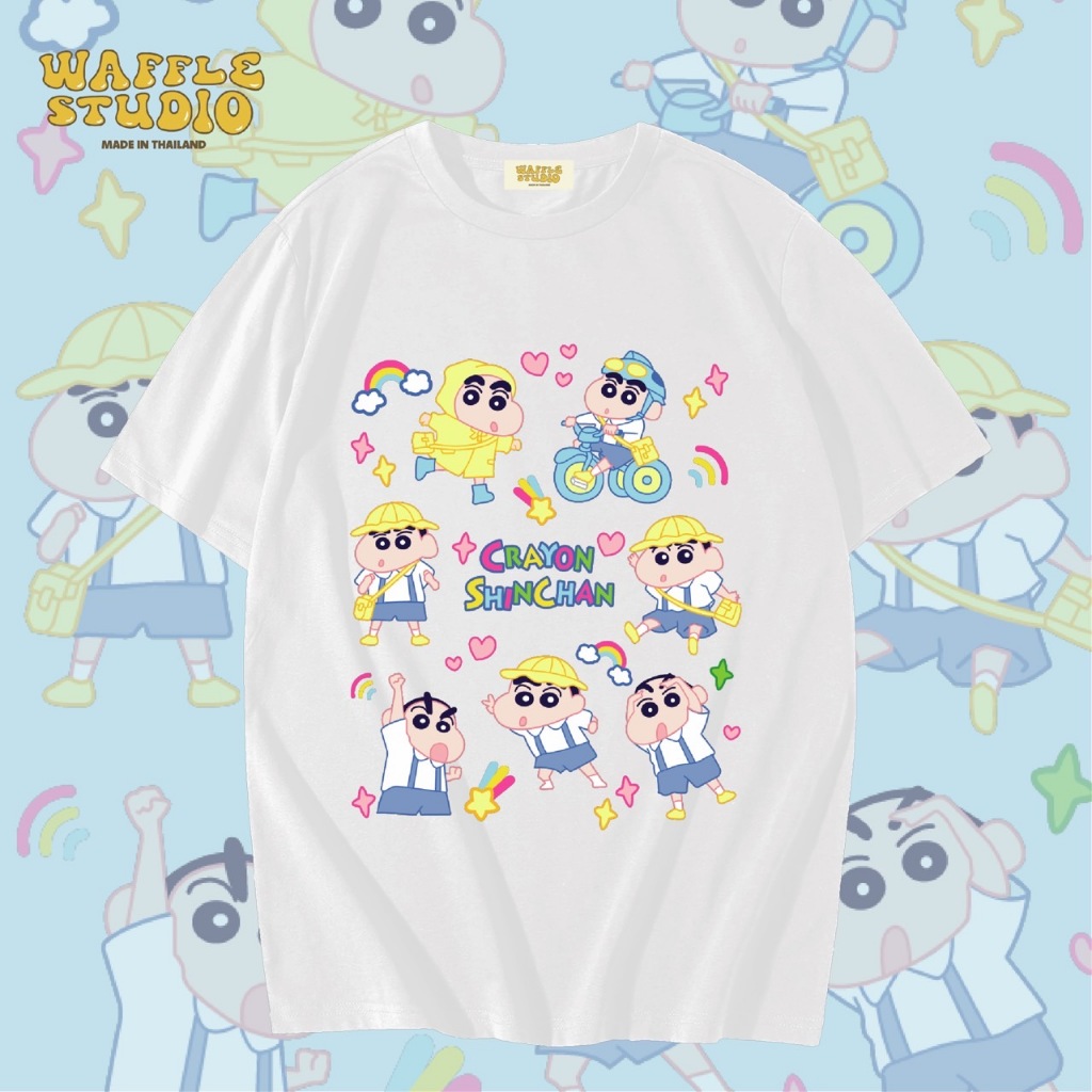 [ ส่งฟรี ] WS0470 เสื้อยืดโอเวอร์ไซส์ เสื้อยืดเกาหลี ผ้าคอตตอน 100% เสื้อยืด ชินจัง Chinjung WAFFLE STUDIO