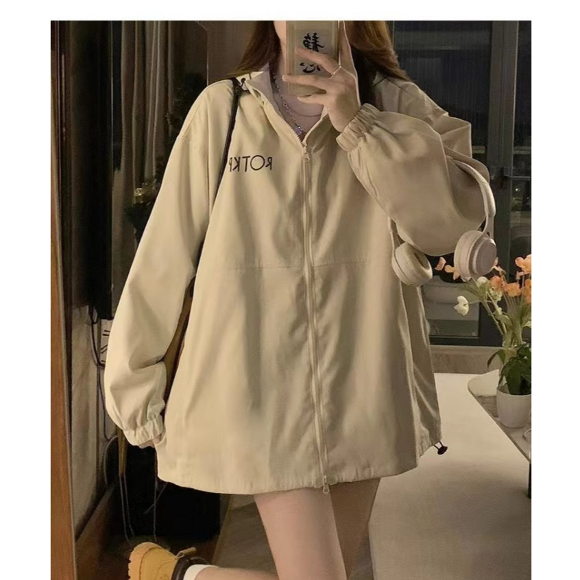 เสื้อแจ็คเก็ตแขนยาวมีซิป มีฮู้ด ผ้าบาง กันแดด กันลม รุ่น33921