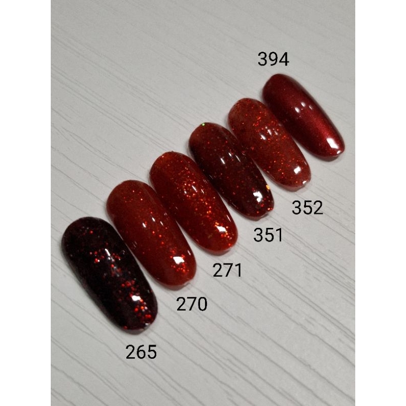 สีกากเพชรnailklosetสีเจลกากเพชรสีแดง