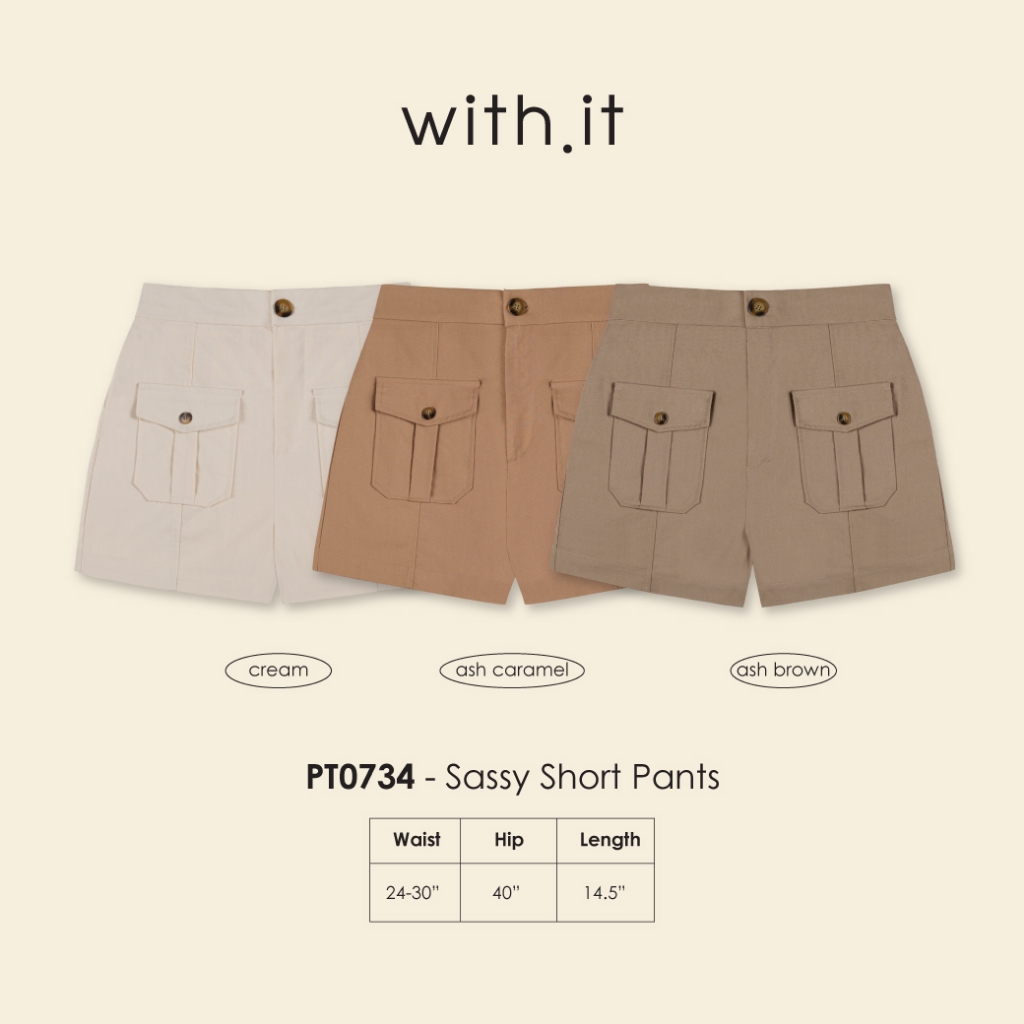 with.ti.store- PT0734 กางเกงขาสั้นซาฟารี