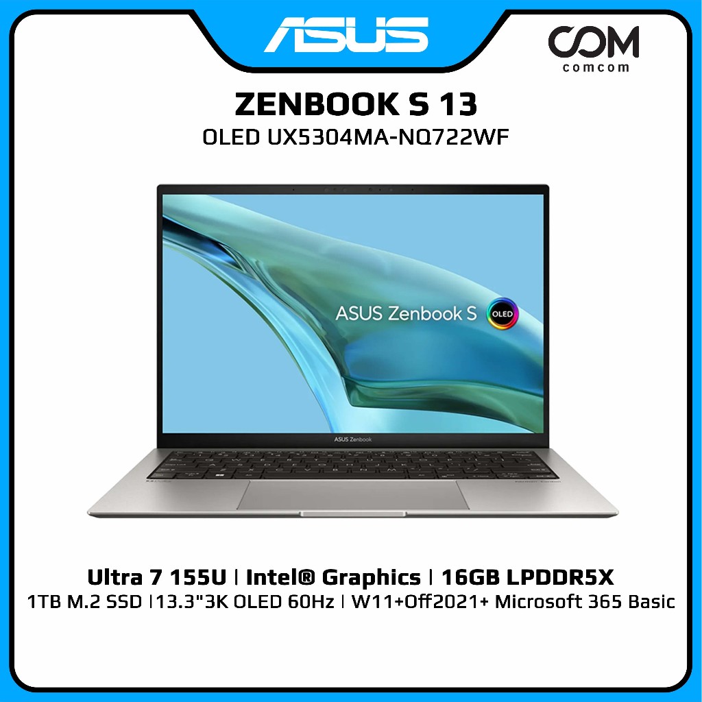 NOTEBOOK (โน้ตบุ๊ค) ASUS ZENBOOK S 13 OLED UX5304MA-NQ722WF BY COMCOM (ประกัน 3 ปี onsite)