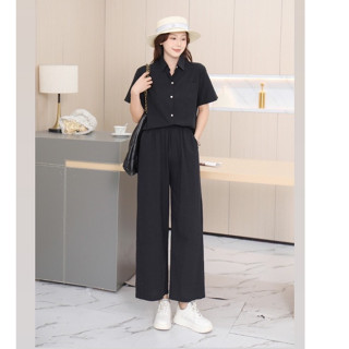 FON ชุดเซ็ตผ้าฝ้าย เสื้อเซิ้ตแขนสั้น กางเกงขายาว มีรอบอก42-4…