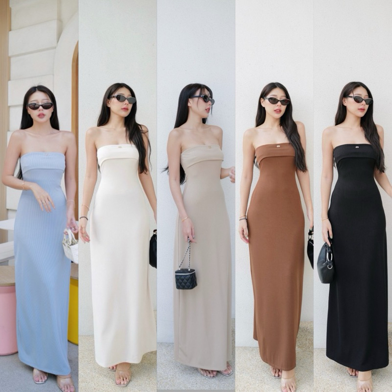 Pimpimon (พร้อมส่ง ) เดรสเกาะอกเข้ารูป