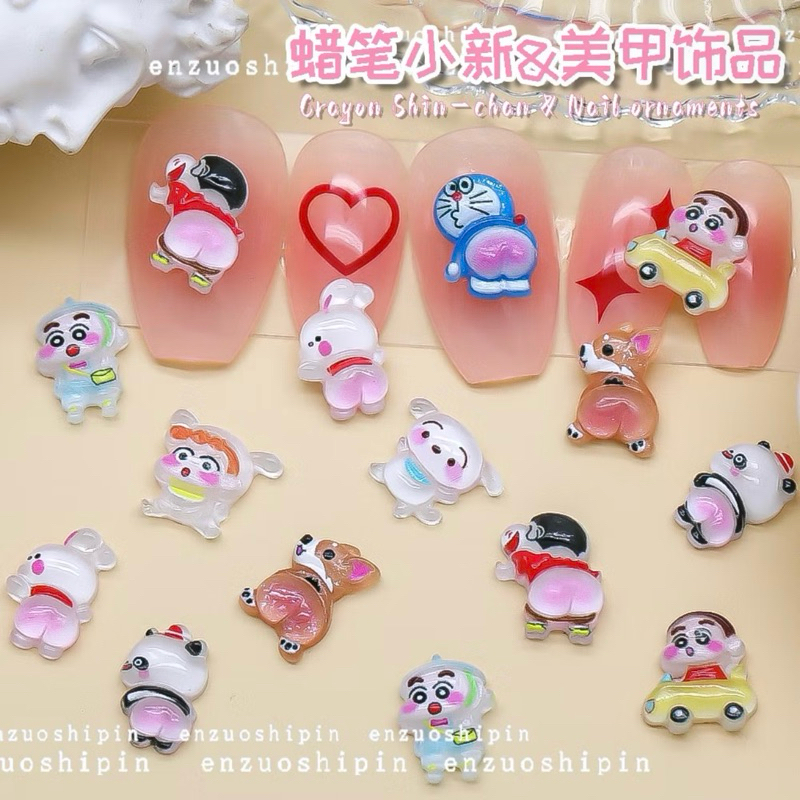 AC.843 ร้านไทย ขายปลีก 1 ชิ้น พร้อมส่ง เรซินแต่งเล็บรูปการ์ตูนชินจังและโดเรม่อน