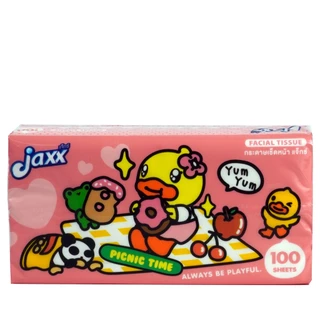 JAXX - Facial Tissue 100 Sheets 2Ply (80g.) แจ็กซ์ กระดาษเช็ดหน้า100แผ่น หนา2ชั้น