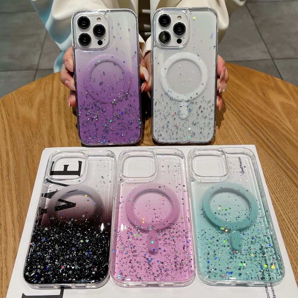 เคสกากเพชรส่องแสงประกายวิบวับ Magnetic Case For iPhone 17Promax 16Pro 15Plus 14 13 12 11 เคสไอโฟน