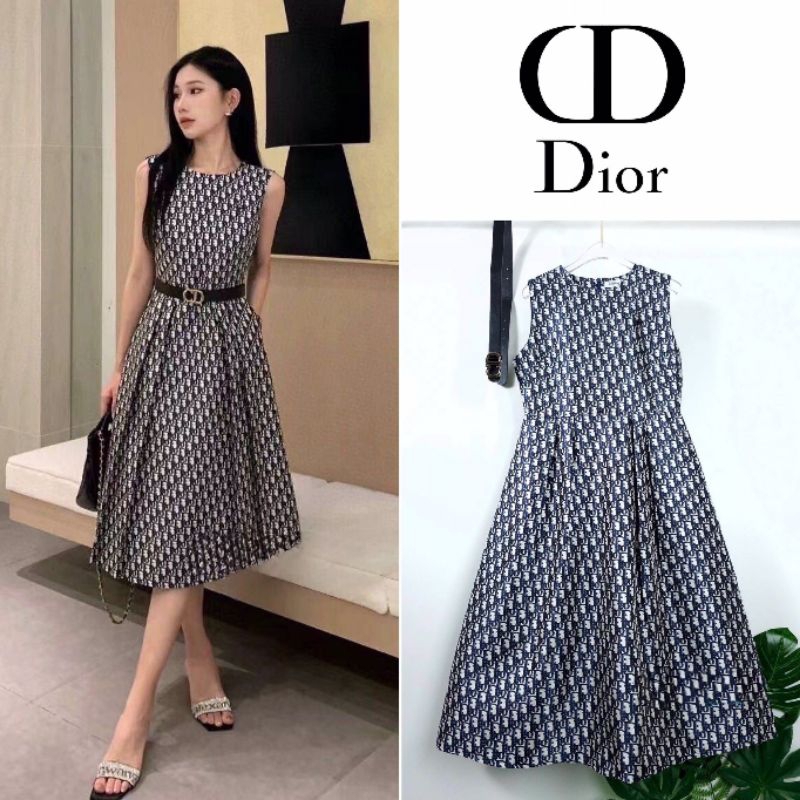 ชุดเดรส Christian Dior Oblique Dress Sleeveless With Belt