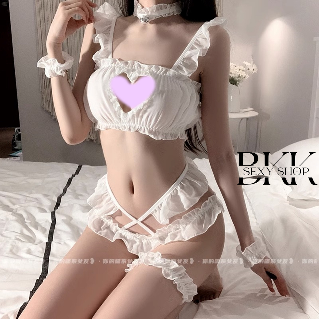 ชุดคอสเพลย์ ชุดแมว ผ้าซีฟองบางเบา พร้อมส่ง2ไซส์ M-L/XL-XXL สีขาว ดำ B-407