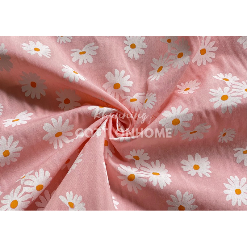 ผ้าเมตร ผ้าคอตตอนทีซี ลายเดซี่ หน้ากว้าง 45นิ้ว(110cm) ลายดอกเดซี่ขาว พร้อมส่ง - รูปที่ 6