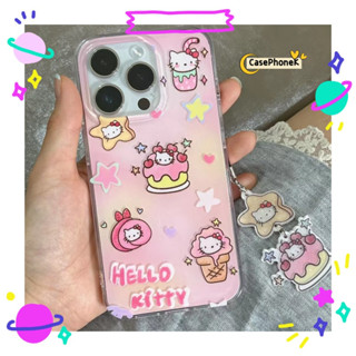 ✨จัดส่งภายใน 24 ชม✨เคสไอโฟน12 13 14 Pro For 11 HelloKitty ความนิยม การ์ตูน แฟชั่น เรียบง่าย สาวน่ารักหัวใจการป้องกันการต