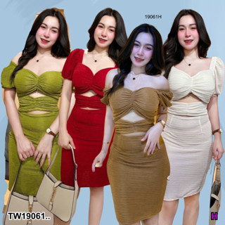 👗Pfashion [ส่งไวมาก🚛] P19061 มินิเดรส แขนสั้น โบว์หน้า อกเสริมฟองน้ำ ..