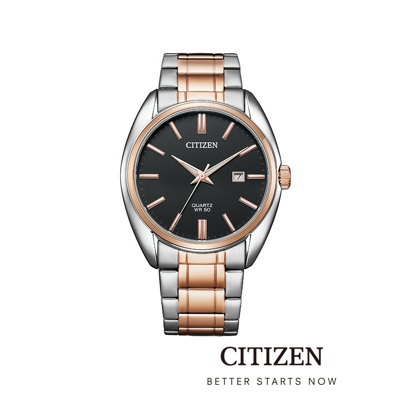 CITIZEN นาฬิกาข้อมือผู้ชาย BI5104-57E BLACK dial Stainless Steel Men's Watch Quartz ( ระบบถ่าน )
