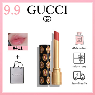 🎀ของแท้100%🎀 Gucci Rouge Ge De Beaute Brillant Thin Tube Lipstick ลิปสติก #25 #411 #511 #216 #112 #113 #307 #514