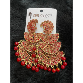 ต่างหูเครื่องประดับอินเดีย Indian peacock design earrings India Jewelry