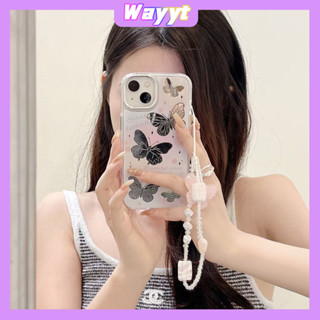 💖จัดส่ง24ชม💖iPhone 14 13 12 11 Pro Max เคส for เคสไอโฟน11 บางเบาพกพาง่าย แฟชั่น น่ารัก Y2k ผีเสื้อ โซ่มุก กระจกเงา Case