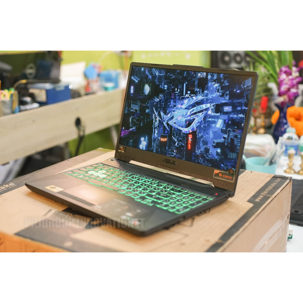 โน๊ตบุ๊คเล่นเกมมือสอง Asus Tuf Gaming FA506IH-HN128TS R5 4600H RAM 8 GB M.2 512 GB GTX1650 144 Hz