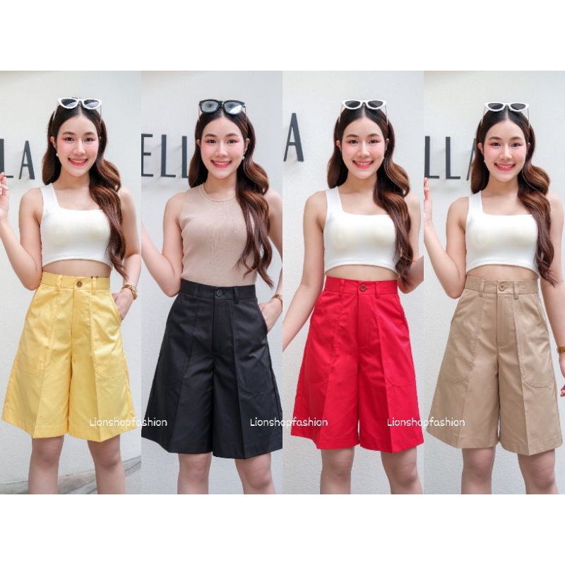 (SK303) ขาสั้นทรงA ผ้าCottonPoly ยาว 21-22 นิ้ว เอสูง ซิปหน้า เนื้อนุ่มใส่สบาย แต่งกระเป๋าแปะหน้าโค้ง รุ่นฮิตทรงสวย