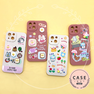 I7 I7+ IXR IX/XS I11 I13 เคสมือถือนิ่ม TPU กันเลนส์กล้องนูนลายการ์ตูนติดอะไหล่นูน ไข่ดาว สายรุ้ง