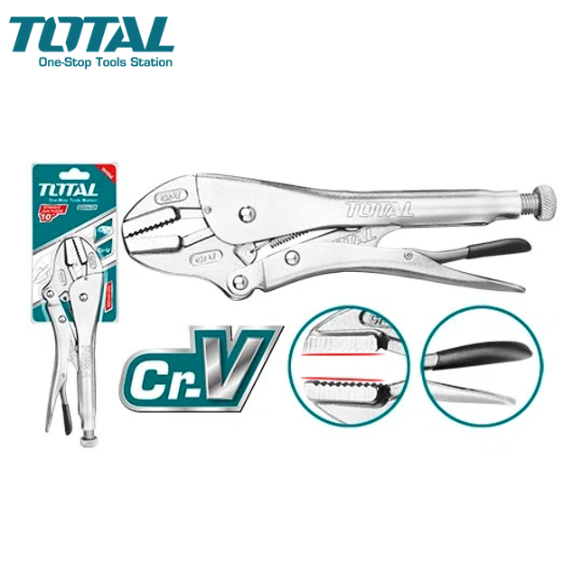 TOTAL คีมล็อคปากตรง มี ขนาด 10 นิ้ว รุ่น THT191005 ( Straight Jaw Locking Plier )