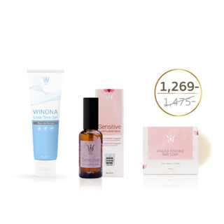 Winona (วิโนน่า) Set Feminine Bar Soap 90 g. + Sensitive Spray 50ml. + Lisse Time Gel 110 ml.