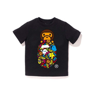 เสื้อยืด BAPE เสื้อเด็ก พิมพ์ลายลิงน่ารัก หลากสี หลายสไตล์ cotton top ราคาไม่แพง