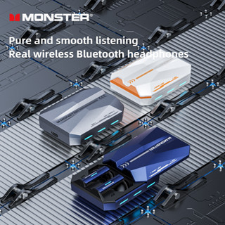 Monster XKT11 ชุดหูฟังไร้สายบลูทูธ ห้องโดยสารโลหะ ตัวเลื่อนแม่เหล็ก คุณภาพเสียงไฮไฟ, โหมดการโทรเกม HD, เวลาแฝงต่ำ
