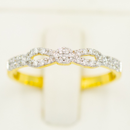 แหวนเพชรโบว์บ่าคู่ แหวนเพชร แหวนทองเพชรแท้ ทองแท้ 37.5% (9K) ME584