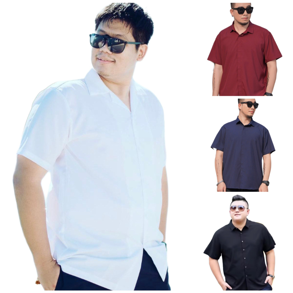 เสื้อเชิ้ตคนอ้วน15สี plus size อก46-50” ผ้านิ่มลื่นใส่สบายไม่ร้อน (2XL-4XL) ชายหญิงใส่ได้
