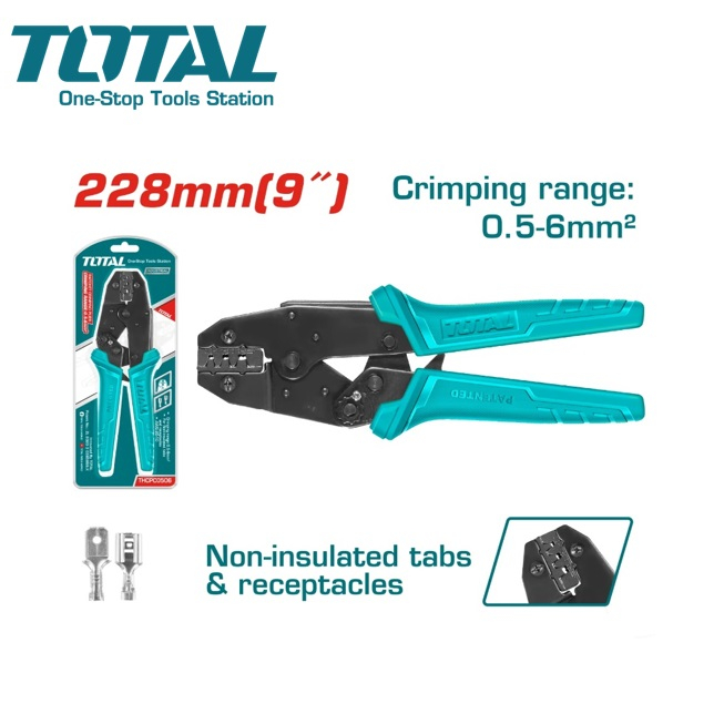 TOTAL คีมย้ำหางปลา มี ขนาด 9 นิ้ว รุ่น THCPC0506 ( Ratchet Crimping Plier )