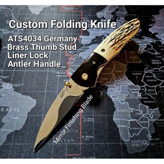 มีดพับ Custom Folding Knife, Wharncliffe blade shape.