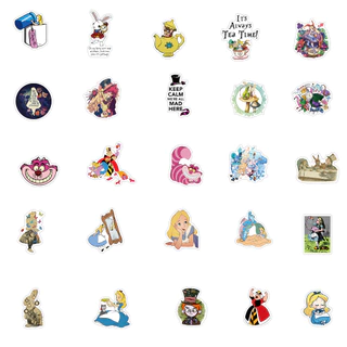 💥พร้อมส่ง💥Disney Princess ดิสนี่ย์ ปริ๊นเซส 50แผ่น กันน้ำ สติ๊กเกอร์ Alice in Wonderland อลิซในแดนมหัศจรรย์ sticker