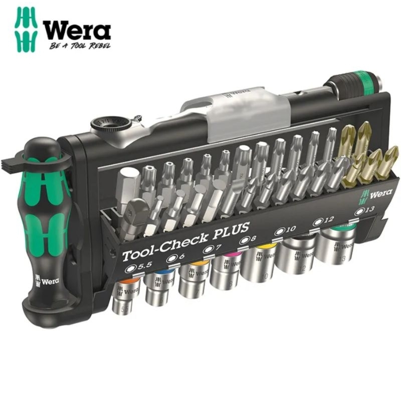 Wera Tool-Check PLUS, Bits assortment wetsith ratchet + sock