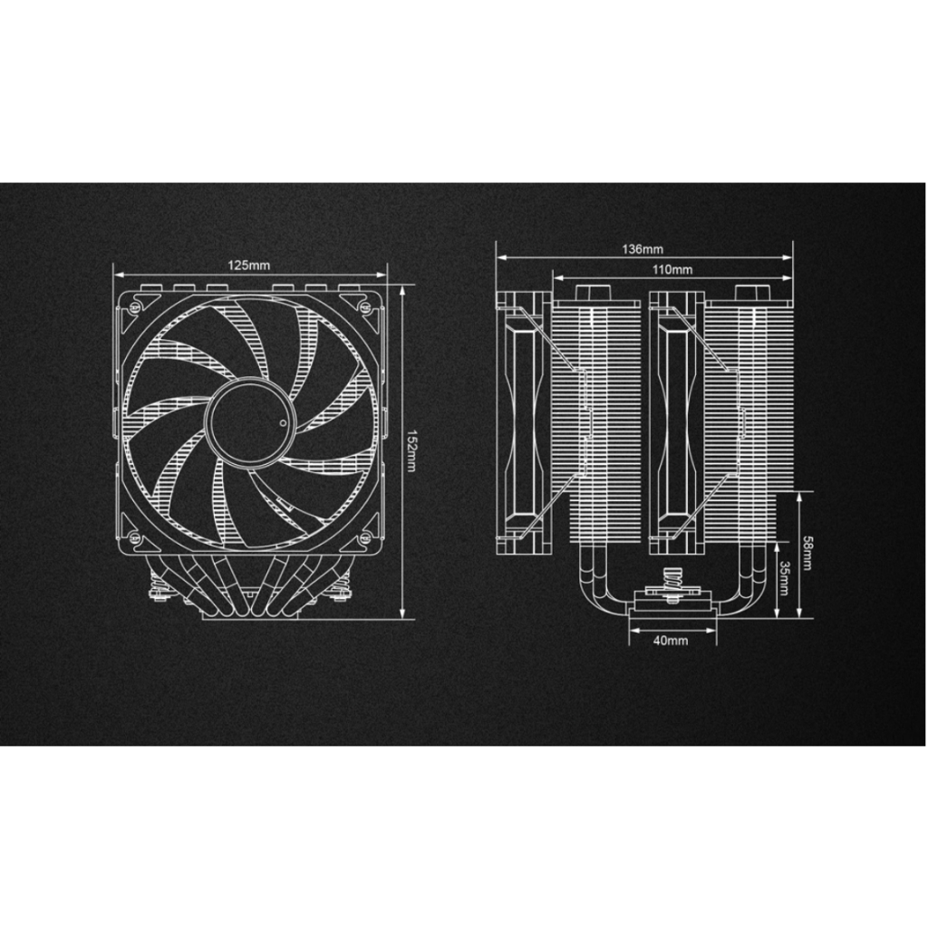 ซิงค์ลมระบายความร้อน Id-cooling พัดลมระบายความร้อน CPU 6 ท่อARGB รองรับlga1700 AM5และAM4  heat sink 5SE-55 ARGB