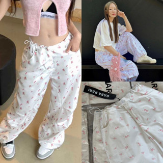 THE OPEN FLOWER PANTS กางเกงทรงคาร์โก้รูดเอว ปริ้นลายดอกทั้งตัว รุ่นฮิตเกาหลี