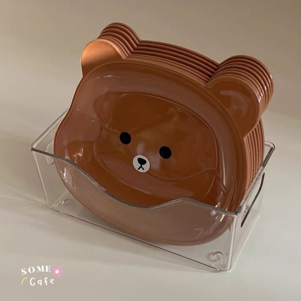 [พร้อมส่ง] 🐻 Bear snack plate เซ็ทจาน 8 ใบ จานพลาสติก