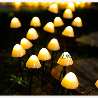 JX-เห็ด 20LED Warm white Solar light 8 โหมด 5m โคมไฟพลังงานแสงอาทิตย์สำหรับตกแต่ง