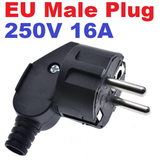 หัวปลั๊ก EU Male Plug Adapter 250V 16A สีดำ Male Replacement Outlets Rewireable Electeical Socket Euro Connector For Pow